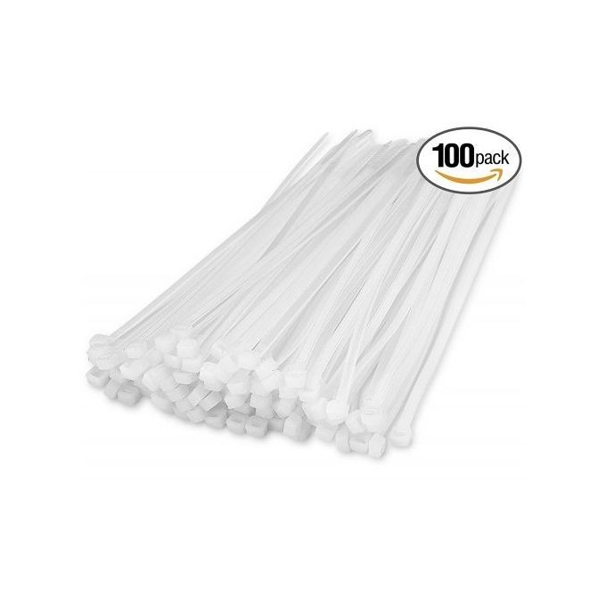 Collier de Serrage Réutilisable Plastique,100 Pièces Attache de Câble  Reutilisable en Nylon,Blanc Noir Vert Voiture 400mm 500mm Zip Ties White