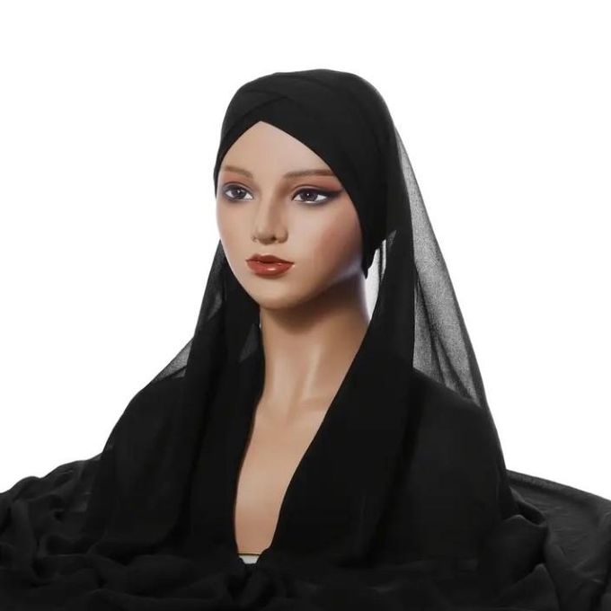 Hijab écharpe Avec Chapeau Intégré - Mousseline De Soie Tricotée - Multicolore - Neuf Avec étiquettes