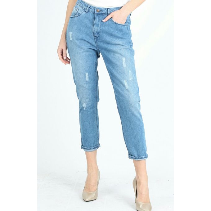 Katze Pantalon jeans Boyfriend destroy bleu clair prix pas cher