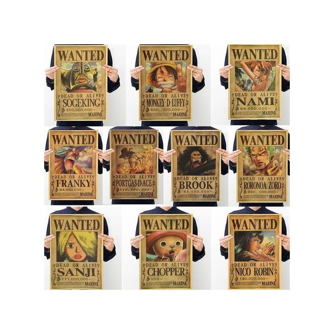 One Piece Action Figure Wanted Poster Craft Print Wall Sticker