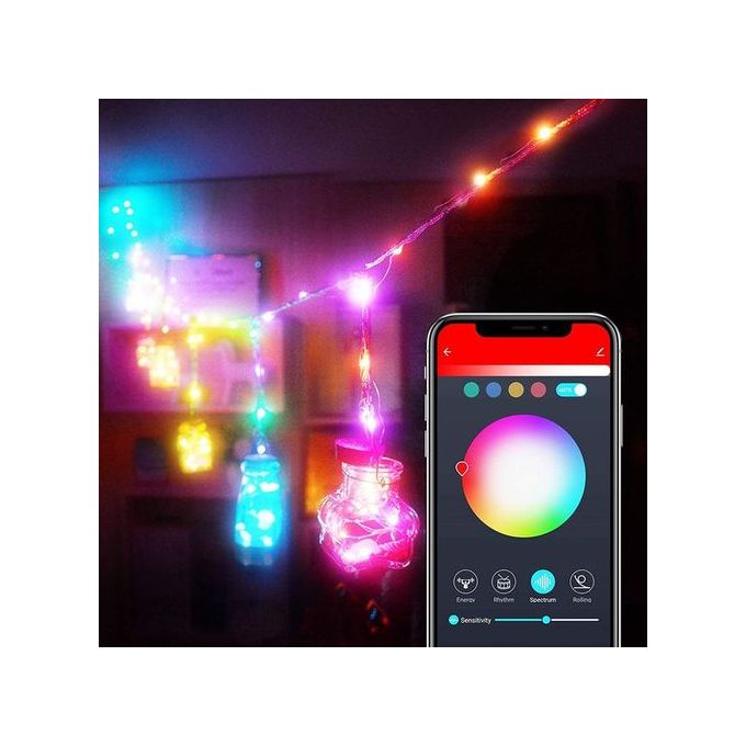 Generic guirlande lumineuse 10M LED RGB USB, Bluetooth et avec  télécommande,Décoration Romantique à prix pas cher