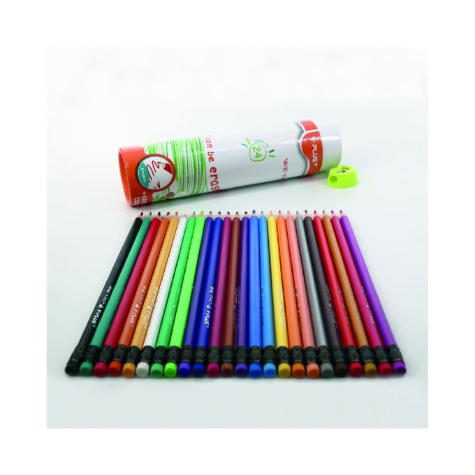 Ensemble de Crayons de couleur avec gomme - multi couleurs - 24x