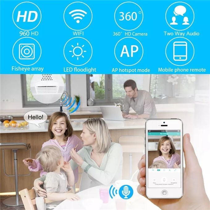 Mini Caméra Ampoule Wi-Fi Panoramique 360°