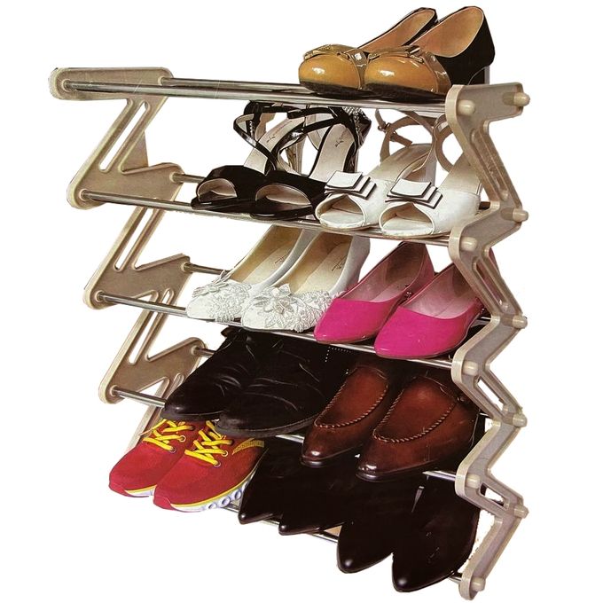 5 Tier Shoe J Tower Rack Storage Box Space Saving Organizer