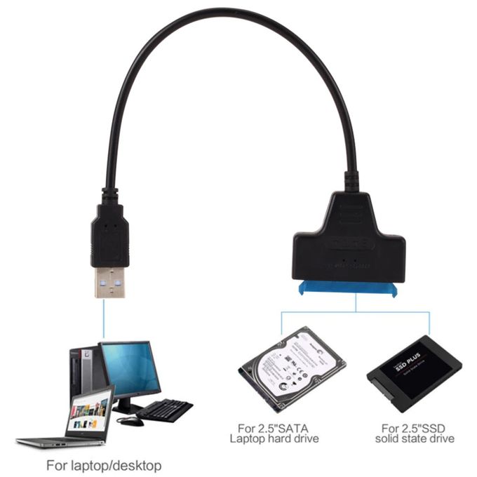 Câble USB SATA 3 vers USB 2.0 adaptateur jusqu'à 480 Mbps Pour disque dur  externe SSD