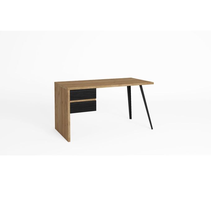 Kitea Bureau ELIOT 2 Tiroirs - Noyer / Noir