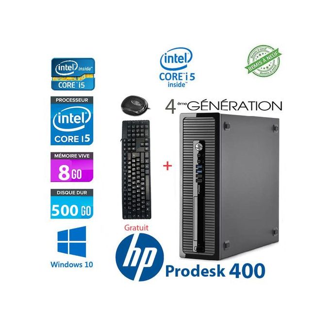 Hp PC BUREAU ProDesk 400-i5 4ème Gén 8Go 500Go souris+clavier