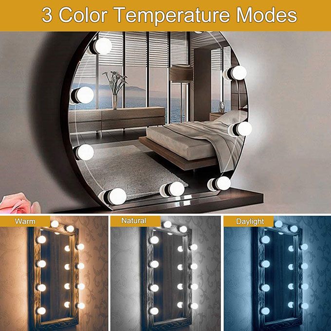 Acheter Kit de lumière LED pour maquillage, 4/6/8/10 ampoules USB à  intensité variable pour miroir, éclairage de vanité pour coiffeuse murale,  salle de bain
