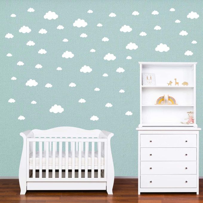 Generic Stickers Muraux Enfants Nuages Autocollants Decoration Murale Chambre Bebe Facile A Poser Blanc 81 Pieces جوميا المغرب