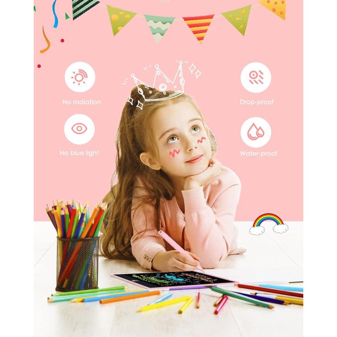 Tablette D'écriture LCD Tablette de Dessin Colorée de 12 Pouces Pour enfants, 4~12 Jouets Pour Filles Garçons, Cadeaux Effaçables Et réutilisables, Jouet D'anniversaire de Noël Pour Enfants (Rouge