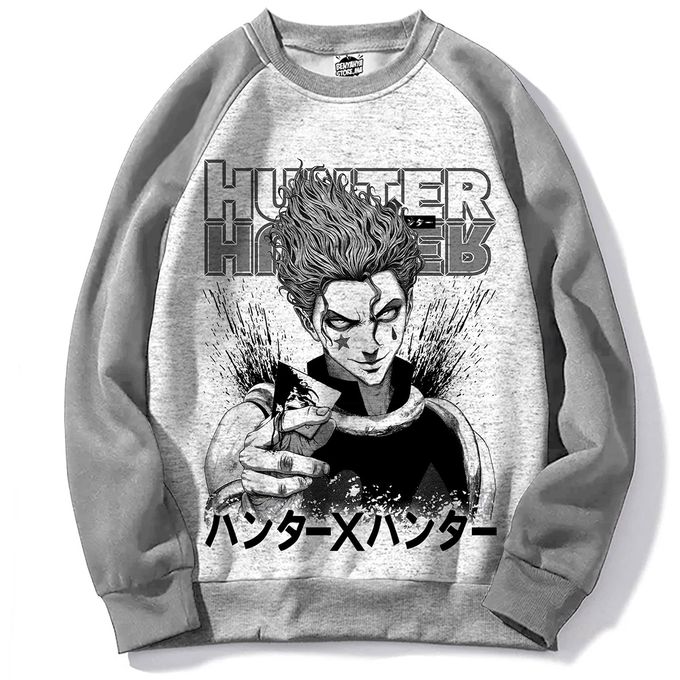 BENYAHYA STORE Pull Raglan Sweatshirt Anime Hunter X Hunter - Hisoka Black Manga Otaku