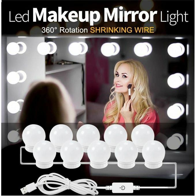 Lampe miroir LED DIY Lampe USB Maquillage Variable 10 LED Eclairage 360