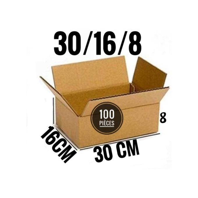 Generic 100 pièces de Carton d'emballage 30/16/8 cm à prix pas cher