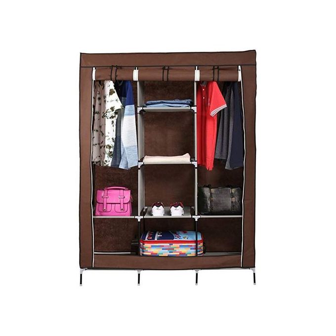 Generic Armoire Penderie 3 Battants 130 X 45 X 175cm Marron A