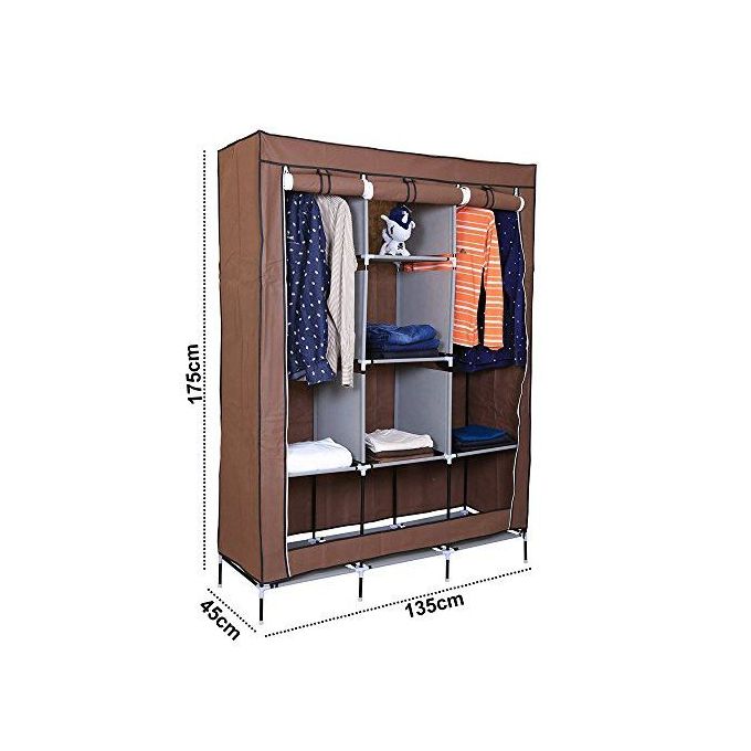 Generic Armoire Penderie 3 Battants 130 X 45 X 175cm Marron A