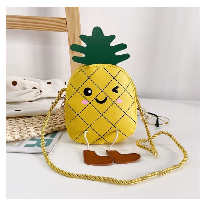 Sac bandoulière de petite fille ananas doré