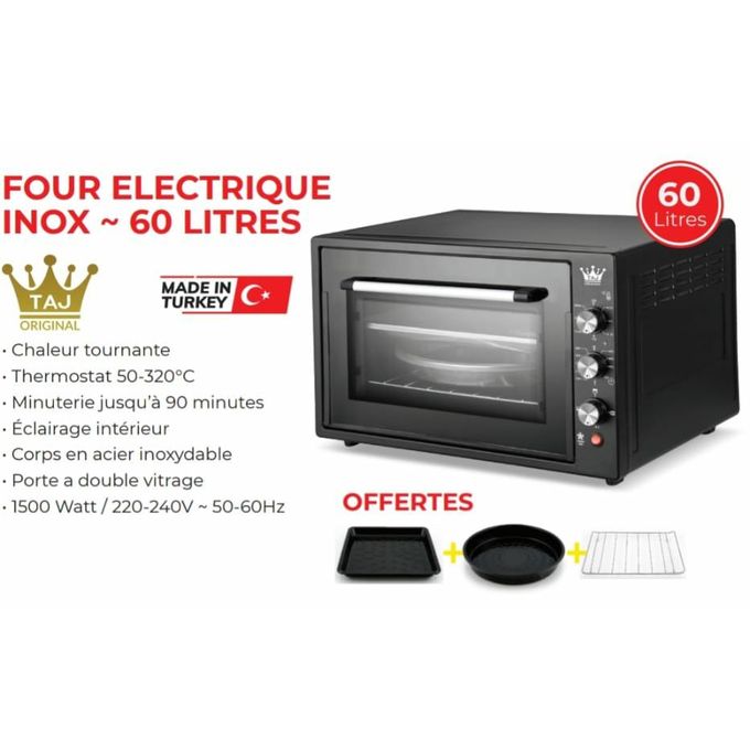 TAJ Four électrique inox  60L à double vitre turque made