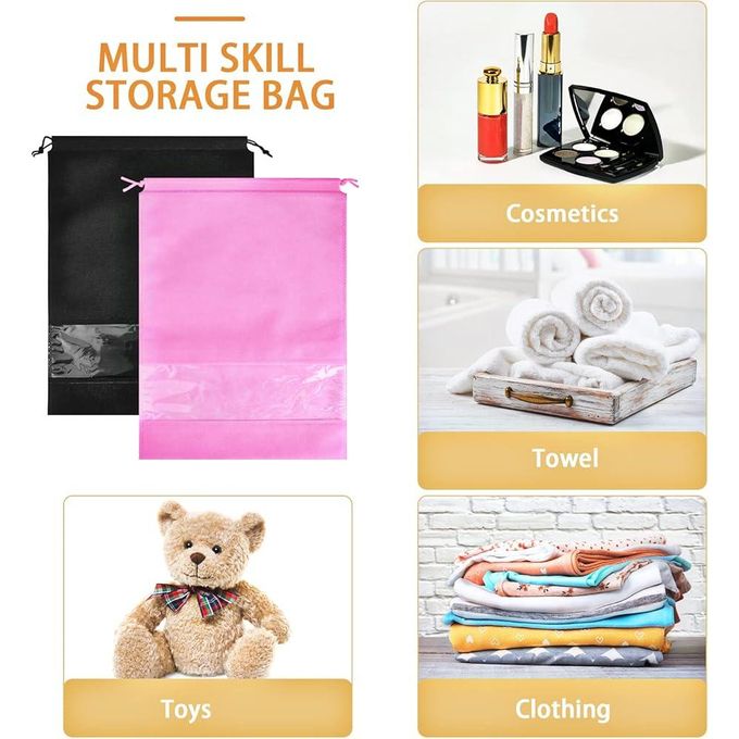 12 Sacs à Chaussures De Voyage Imperméables Anti-Poussière Avec Fenêtre Transparente - 2 Tailles Pour Rangement Voyage Et Maison