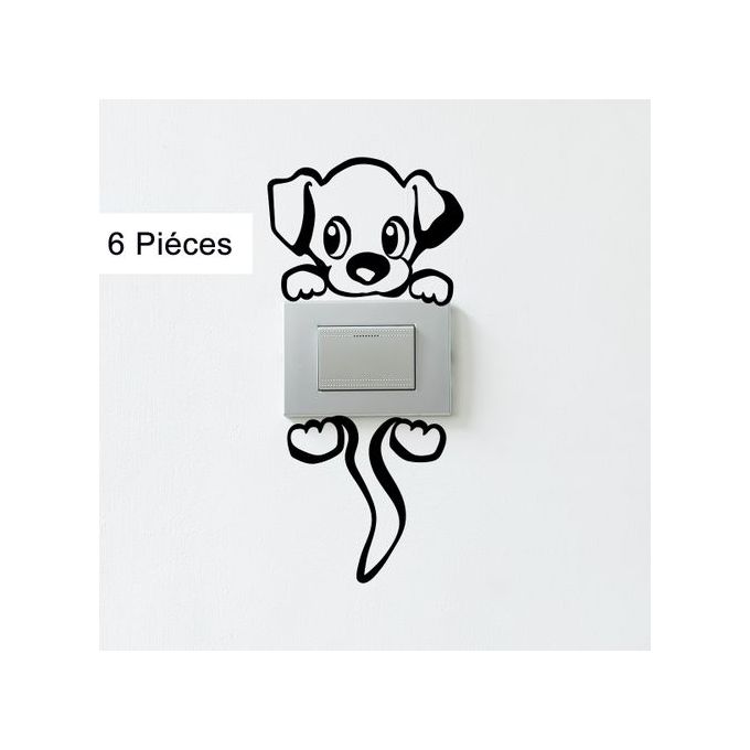 Sticker Chien Charmeur (6pièces) stick pour Prise autocollant Noir vinyle SP012