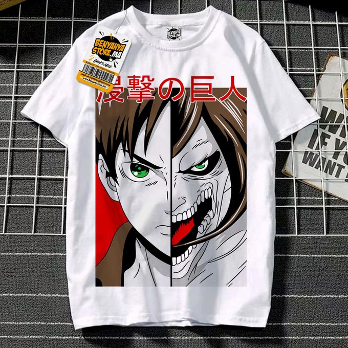 BENYAHYA STORE Shingeki no kyojin Tshirt Anime T-shirt Eren Yeager Manga Teshirt Attack on Titan Otaku Teeshort Cosplay