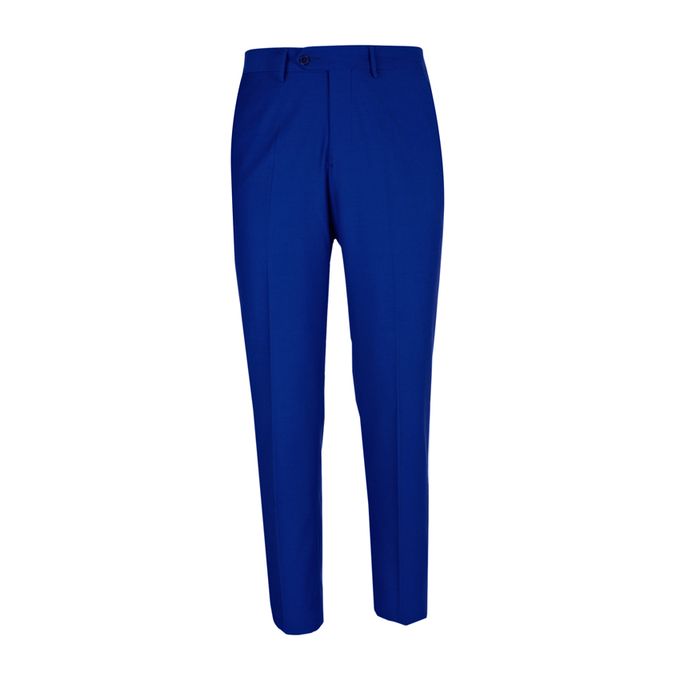 Viccini Pantalon de Ville en Tissu Gabardine (Regular Fit) - Bleu