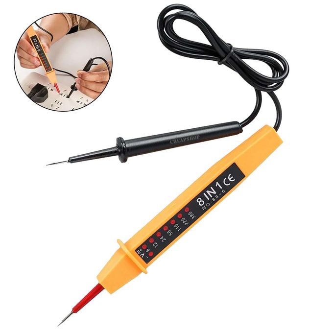 Stylo Testeur De Voltage 8En1 (-+6/12/24/50/110/220/380) Volts - Jaune -  Prix en Algérie