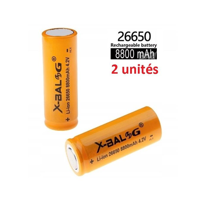 Generic Batterie Li-ion Rechargeable 26650 4.2V, 2 Pcs Sans Tête 8800 mAh  Sans emballage à prix pas cher