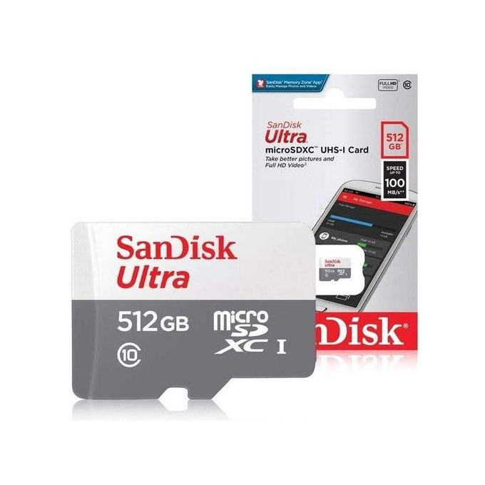 Sandisk Ultra MicroSDXC 512Gb, Carte Mémoire C10 UHS-I Full HD Video  Vitesse 100 Mo/s à prix pas cher