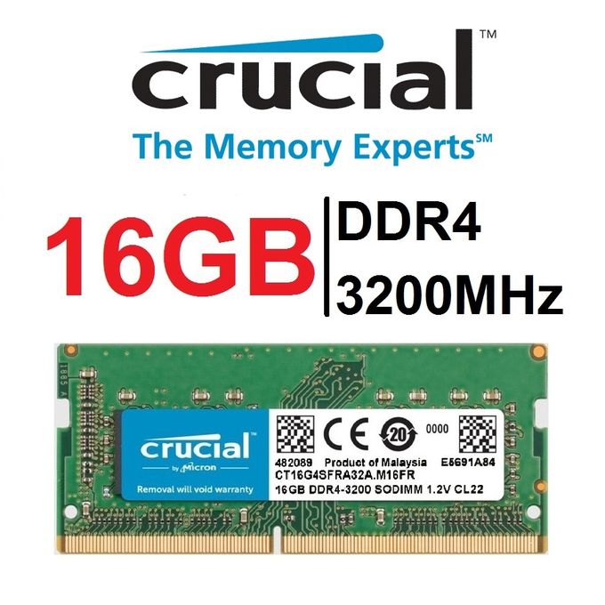 Barrette RAM Crucial 16Go DDR4-2666V SO-DIMM PC4-21300 – Neuf