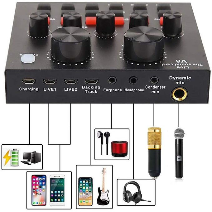 Kit de microphone à condensateur BM800 avec mixeur audio pour le streaming, microphone  changeur de voix pour ensemble d'équipement de podcast en direct, karaoké