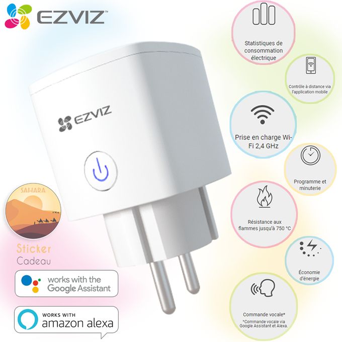 EZVIZ T31 Smart Plug, Prise Connectée WiFi, Commande vocale avec