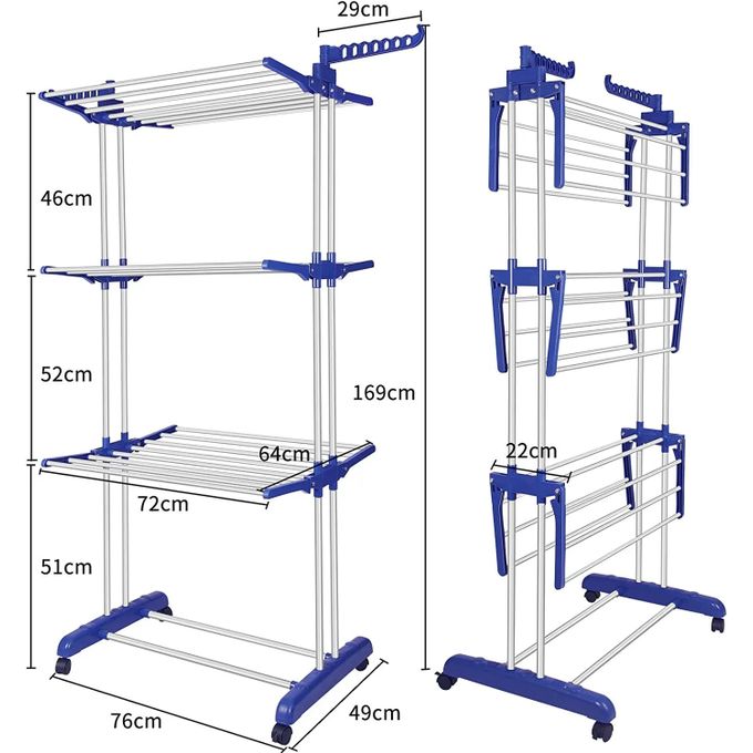 Sèche-linge pliable à ailes latérales sur 3 niveaux – X10 Maroc