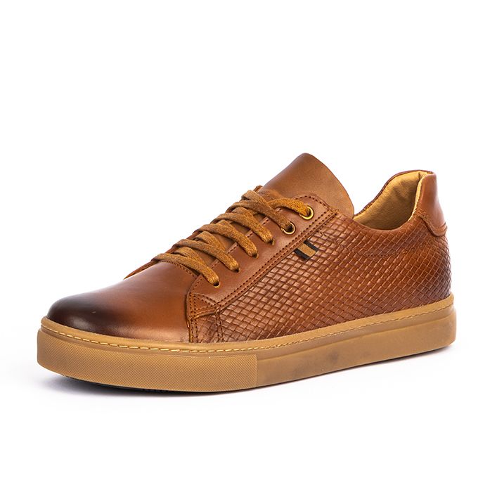 Baskets basses D’Urbano en Cuir – Tabac | Prix Maroc