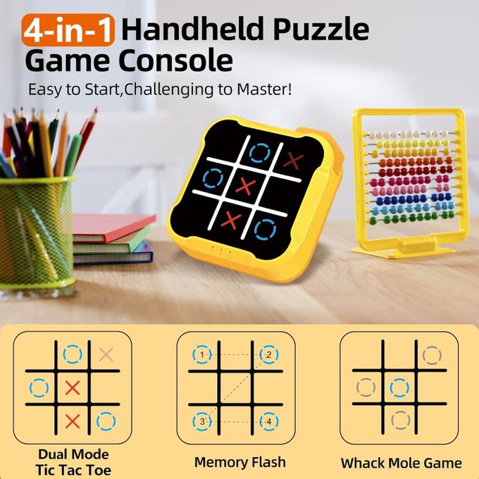 Jeu Tic-Tac-Toe électronique Portable 3 En 1 - Pour 1 à 4 Joueurs, Avec IA Adaptative