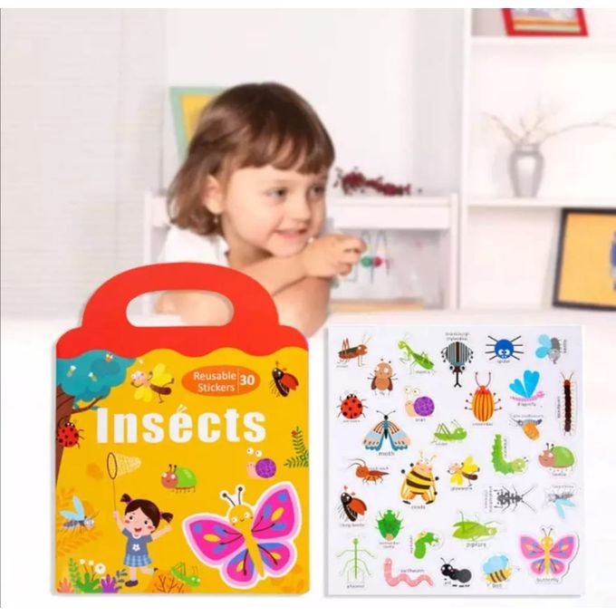 livre d'autocollants réutilisables Stickers Montessori, jouet  éducatif,insectes