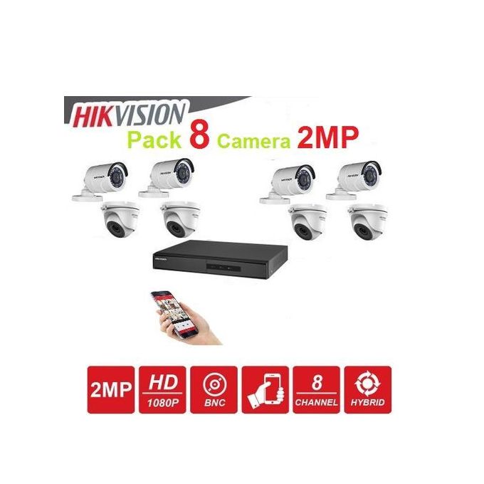 Hikvision Pack de 8 Cameras de surveillance 2MP 1080P + DVR 8CH