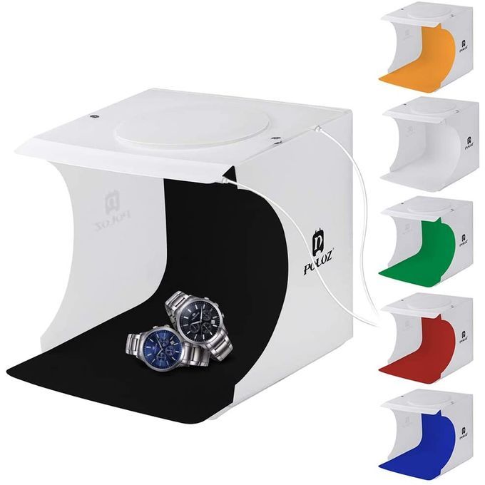 Puluz mini studio Photographie 20 cm Boîtier Pliable avec LED + 6 Couleurs de Fond