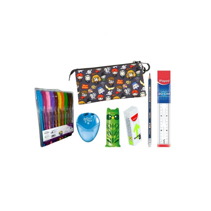 Generic pack scolaire de trousse, Crayon mécanique, une grande gomme et 6  Stylos à bille à prix pas cher