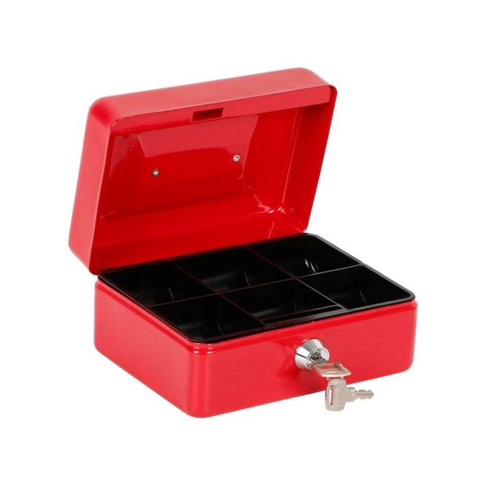 Boîte à Monnaie Portable En Métal – Avec Clé, Grise, Dimensions 25x18x8 Cm Env., Occasion