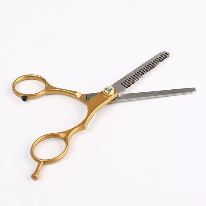 2 ciseaux professionnels pour coiffure (sculpteurs et droits) - 6.6 pouces  - Noir Gold