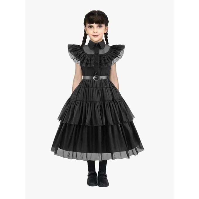 Déguisement Mercredi Addams Pour Fille – Robe Gothique Avec Accessoires, Costume Complet Pour Halloween, Carnaval Et Mascarade