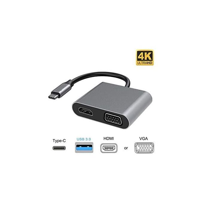 Adaptateur USB Type-C vers HDMI DVI VGA USB 3.0 Convertisseur USB 3.1  Adaptateur Hub 4 en 1 @oapsagaX541 - Cdiscount Informatique