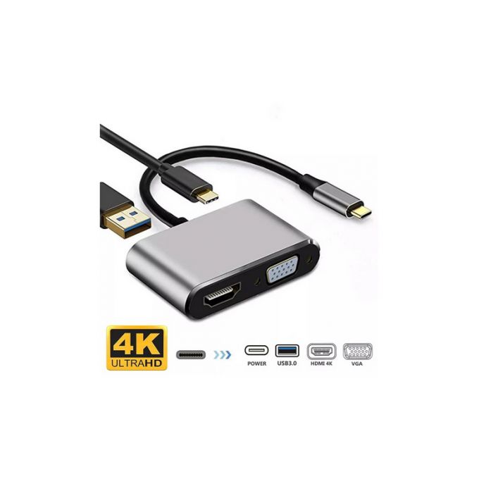 Generic Adaptateur Convertisseur USB Type C vers HDMI+VGA+USB3.0+usb c à  prix pas cher