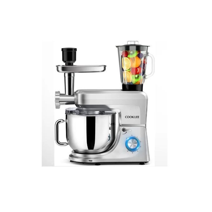 COOKLEE Robot Pâtissier 1800W 8L Petrin Métalique Professionnel Multiplication Électrique 10+1 Vitesses avec Crochet Pétrisseur Batteur Fouet à Fil Bol en Acier Inoxydable Couvercle