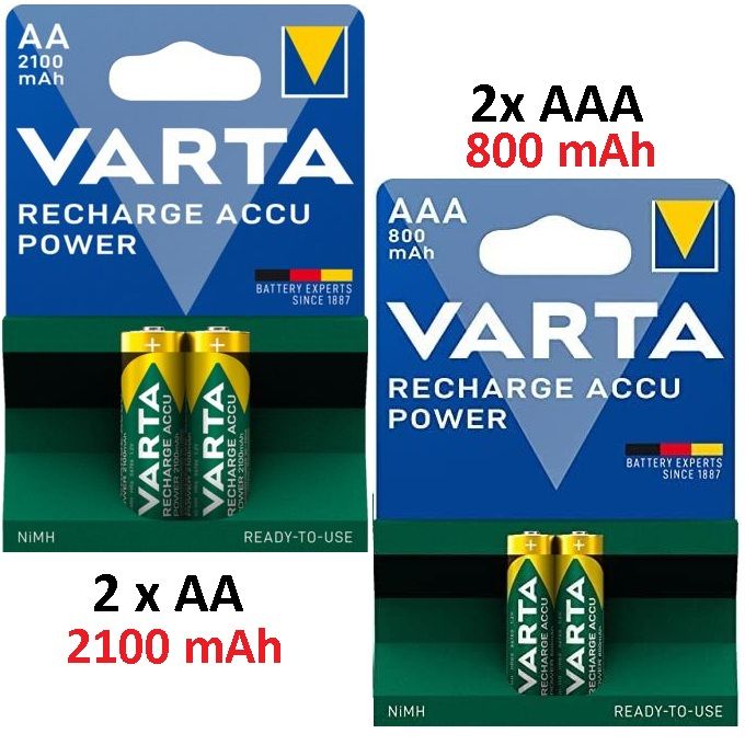 Lot de 4 Piles rechargeables AA Varta 2100 mAh –