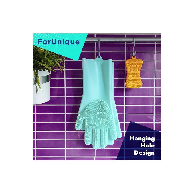 Gants de nettoyage vaisselle en silicone avec brosse réutilisables - Joomine