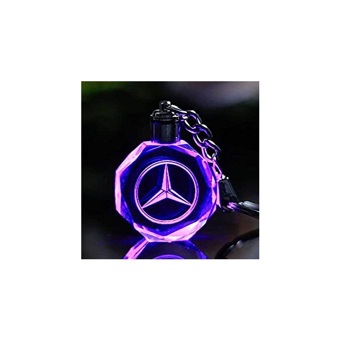 Generic porte clé 3D en Crystal avec le logo du MERCEDES lumineux  multicolore sans emballage à prix pas cher