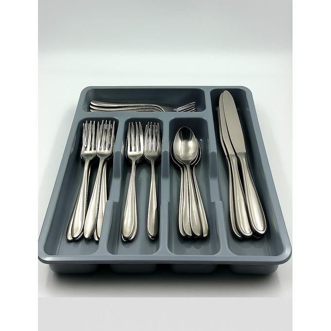Range-Couverts Pour Tiroir De Cuisine - 4 Compartiments Blanc - Organisation Ustensiles Cuillères Fourchettes Couteaux