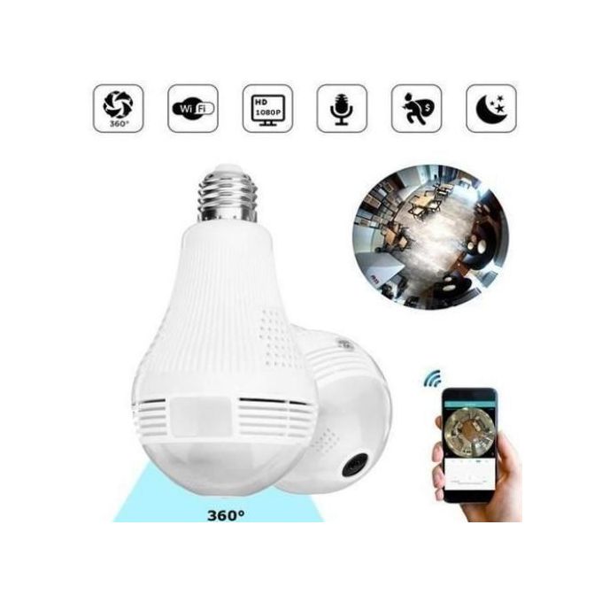 Ampoule Caméra Surveillance Wifi Sans Fil 360 ° Caméra IP Caméra de Sécurité,