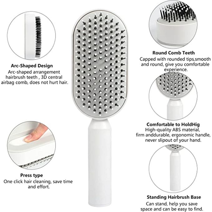 Brosse à cheveux autonettoyante, brosse de massage à coussin d'air 3d,  peigne de façonnage de cheveux autonettoyant pour femmes coiffure